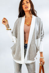 Contrast Open Front Cardigan with Pockets - Shah S. Sahota